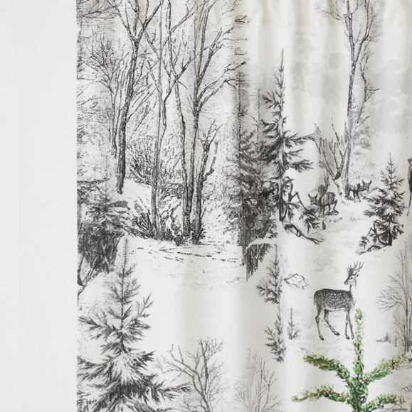 H&M Christmas Tree Printed Canvas Curtain Panel NEW - Picture 2 of 6